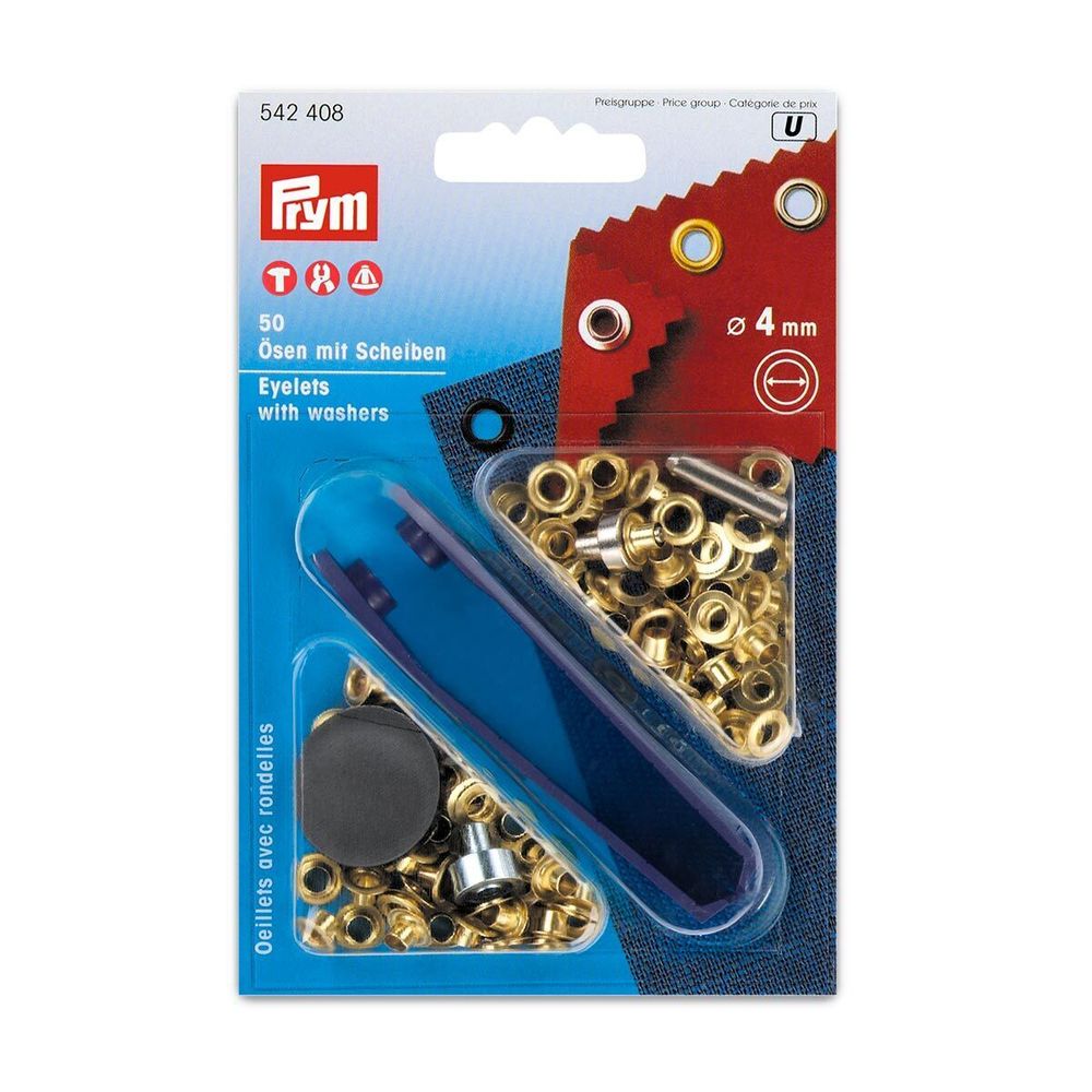 Люверсы металл ⌀_4.0 мм (внутр.), латунь, золотой, Prym, 50 шт