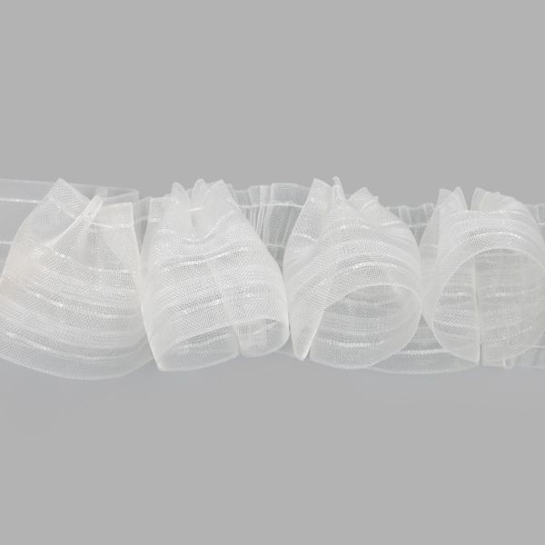 Лента (тесьма) шторная: сборка рюмочная (1:2.5) 80 мм / 50 метров, (2 ряда петель, 4 шнура), прозрачный, C8108M