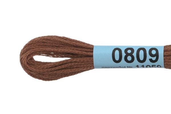 Мулине Gamma 100% хлопок, цв.0809 коричневый, 24 мотка по 8 метров