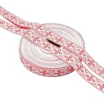 Лента (тесьма) жаккардовая 18.0 мм / 25±1 метров, Славянский орнамент Оберег, рис. 9536, белый/красный, С3771Г17