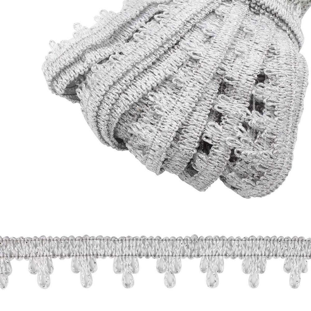 Тесьма отделочная вязаная рис.8106 15мм / 20м (серебро), С3493Г17