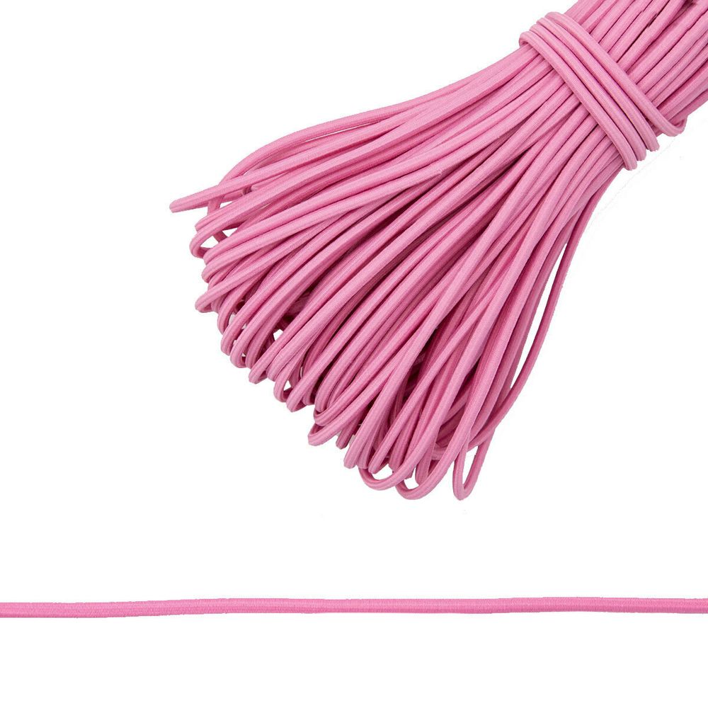 Резинка шляпная (шнур эластичный) 3.0 мм / 30 метров, розовый