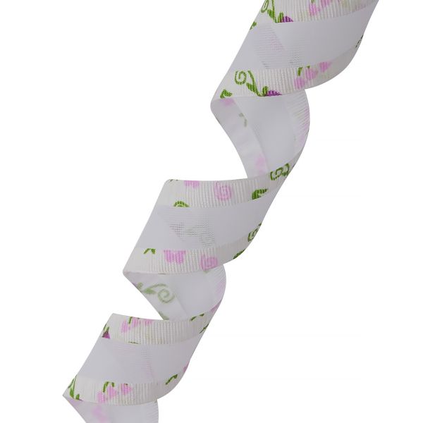 Тесьма отделочная Завитки, 25 мм, 25 м, 02 белый/фиолетовый