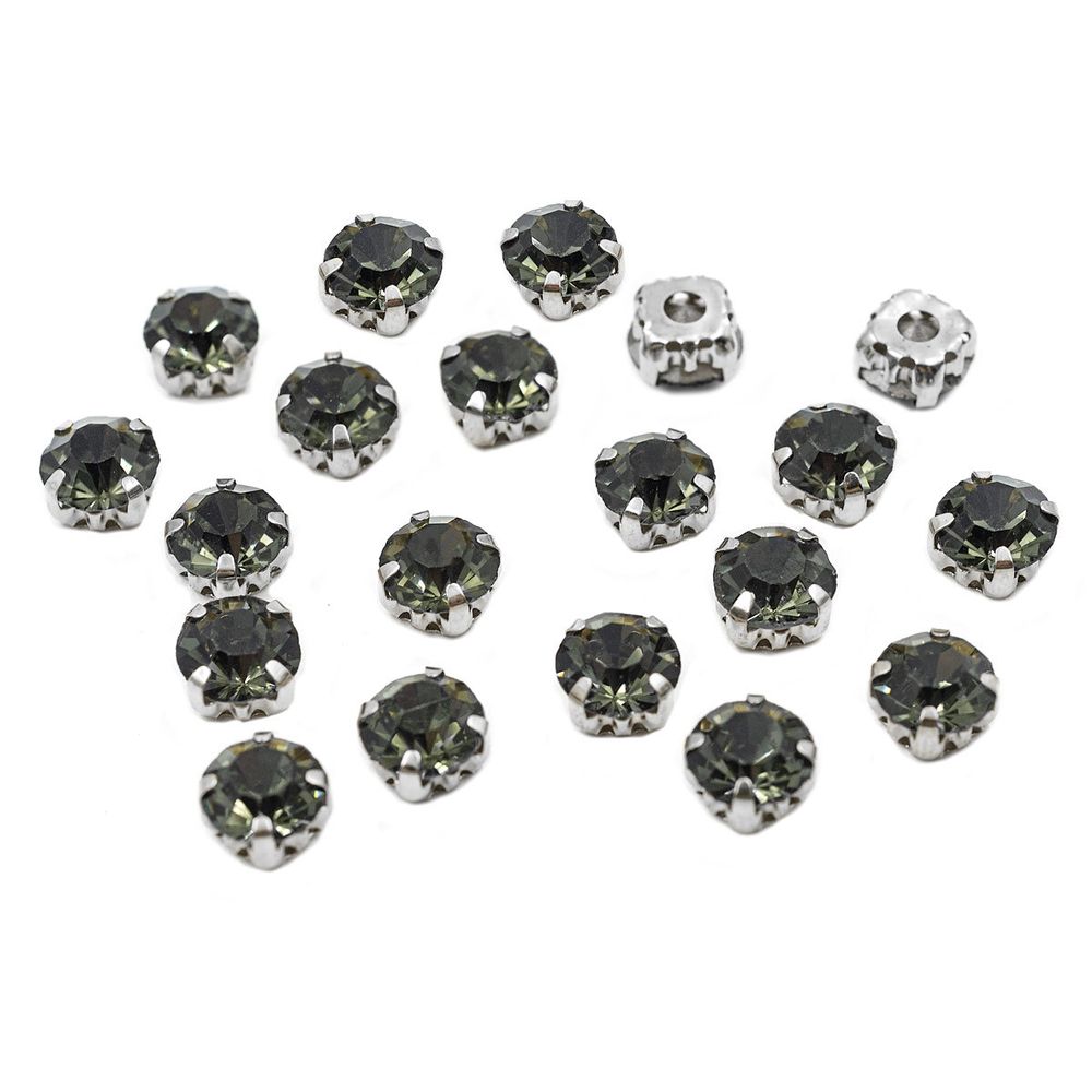 Хрустальные стразы в цапах/серебро, 8мм, 20 шт/упак, Astra&Craft (39 дымчато-серый), 4AR167/168