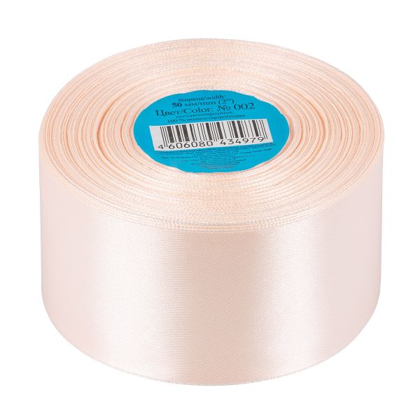 Лента атласная 1-сторонняя 50.0 мм / 33±2 метра, 002 св.розовый, Gamma
