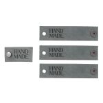 Кожаные бирки с тиснением на кнопке Hand Made 17х70 мм, 4 шт, серый