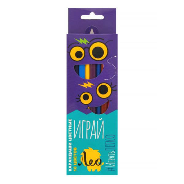 Набор цветных трехгранных карандашей LGCP-18 заточенный 8х18 цв, Лео LGCP-18