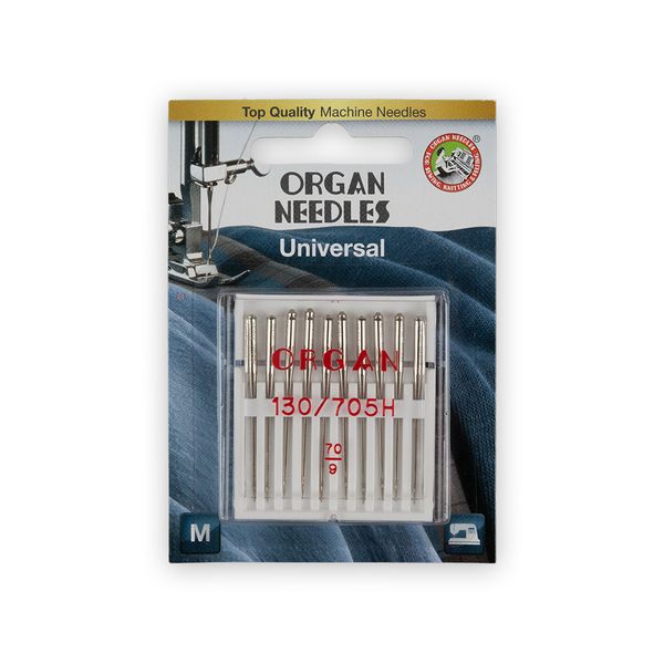 Иглы для швейных машин базовые универсальные 130/705 H, №70, 10 игл, 5110070BL 70, ORGAN