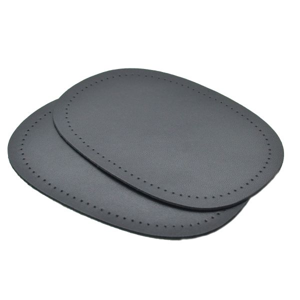 Заплатка, кожа, овал средний 10х14см с перфорацией, с тупыми краями, 2 шт в уп, 100% кожа, 01 черный