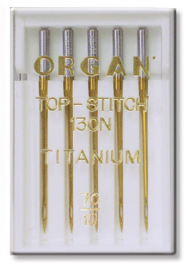 Иглы для швейных машин для отстрачивания top stitch 130/705 H-PD, №70, Titanium, 5 игл, в пенале, 5616070 70, ORGAN