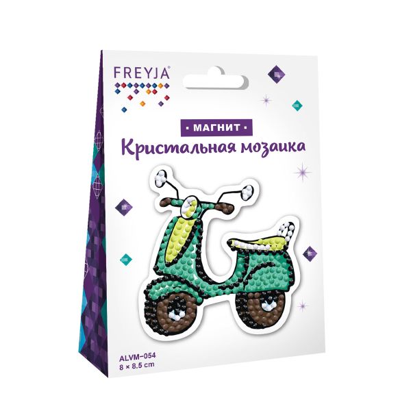 Алмазная (кристальная) мозаика Фрея, магнит Мотороллер, 8х8.5 см