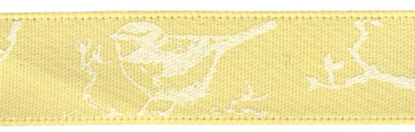 Лента атласная с рисунком 12.0 мм / 22.8±1 метра, A1 001/009 белый/св.желтый, Gamma ALP-121