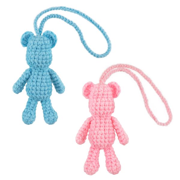 Набор для вязания игрушки Miadolla AMG-MN-0148, Мишки Брик (голубой и розовый), 10 см