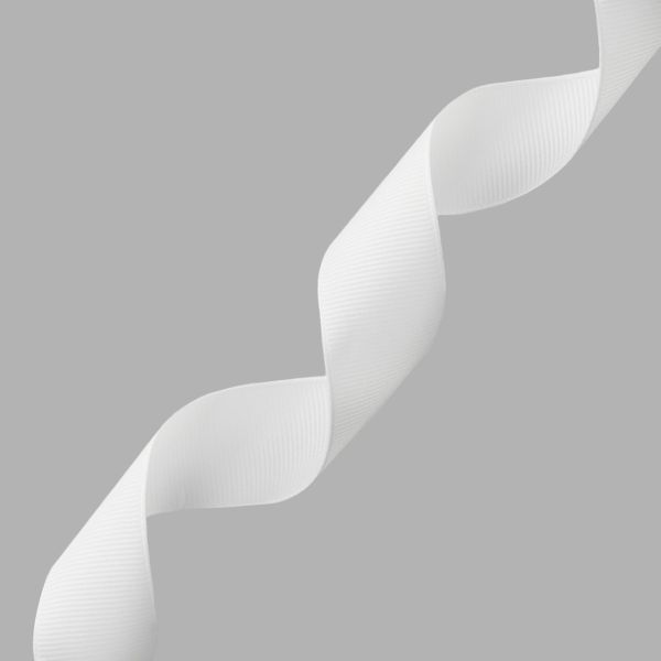 Лента репсовая (в рубчик) 25.0 мм, 001 белоснежный, уп.18,28 м