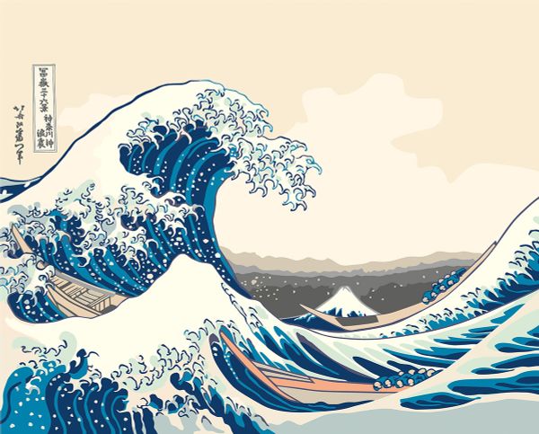 Картина по номерам Фрея, Кацусика Хокусай, Большая волна в Канагаве, 50х40 см