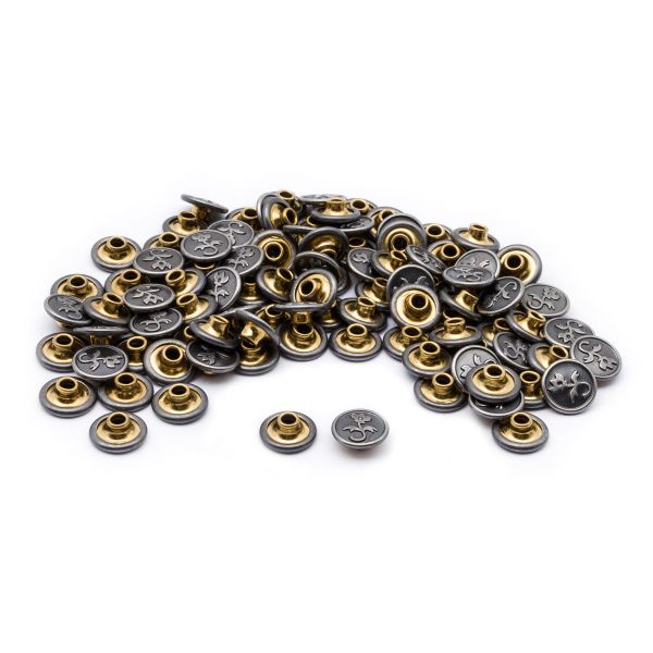 Хольнитены ⌀10 мм, |БЕЗ ГВОЗДЯ|, BIG, Цветок, т.серебро, 100 шт