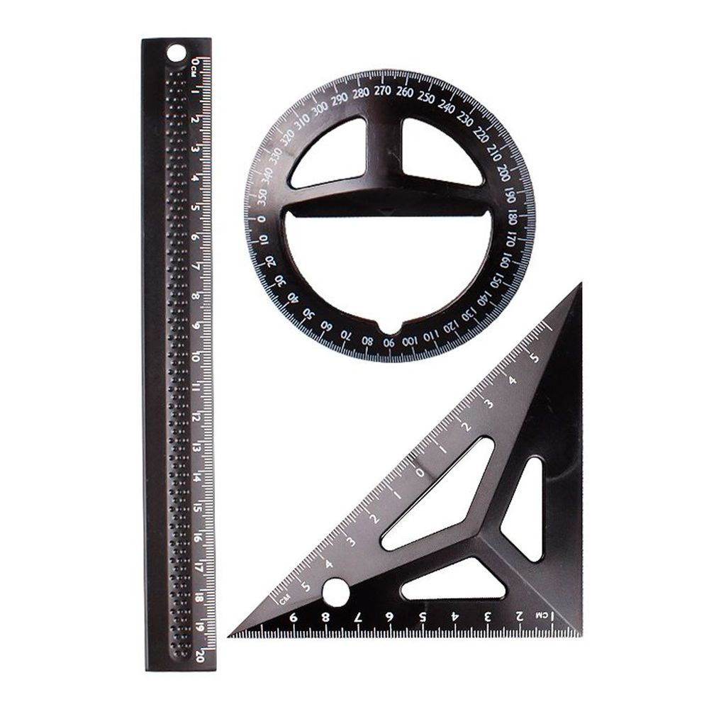 Набор геометрический (линейка + треугольник + транспортир) (черный), DV-1655