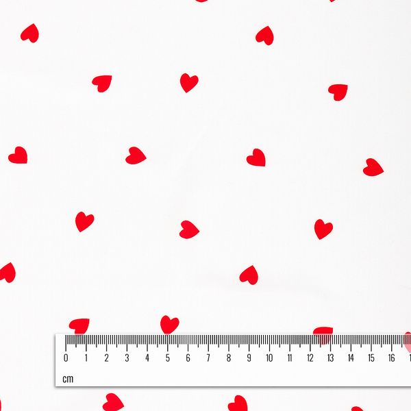 Шелк Армани 90 г/м², 150 см / 2 метра, TBYArm-hrt1, белый сердечки