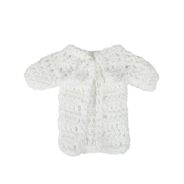 Кофта вязаная мини (ручная вязка), ширина 6см длина 8см рукав 3,5см цв.белый