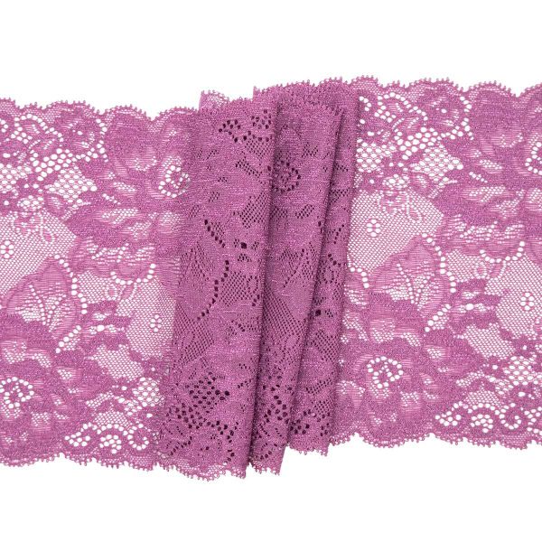 Кружево бельевое эластичное 180 мм / 10 м, малиновый