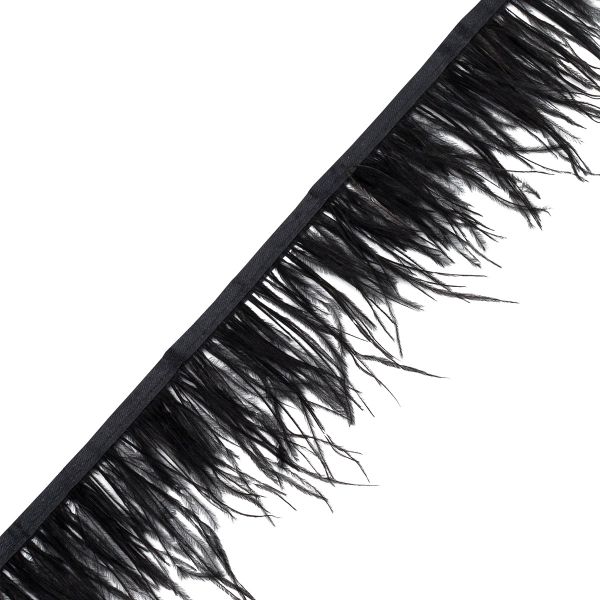 Перья страуса на ленте 70-100 мм / 1 метр, 101 черный, 2AL105