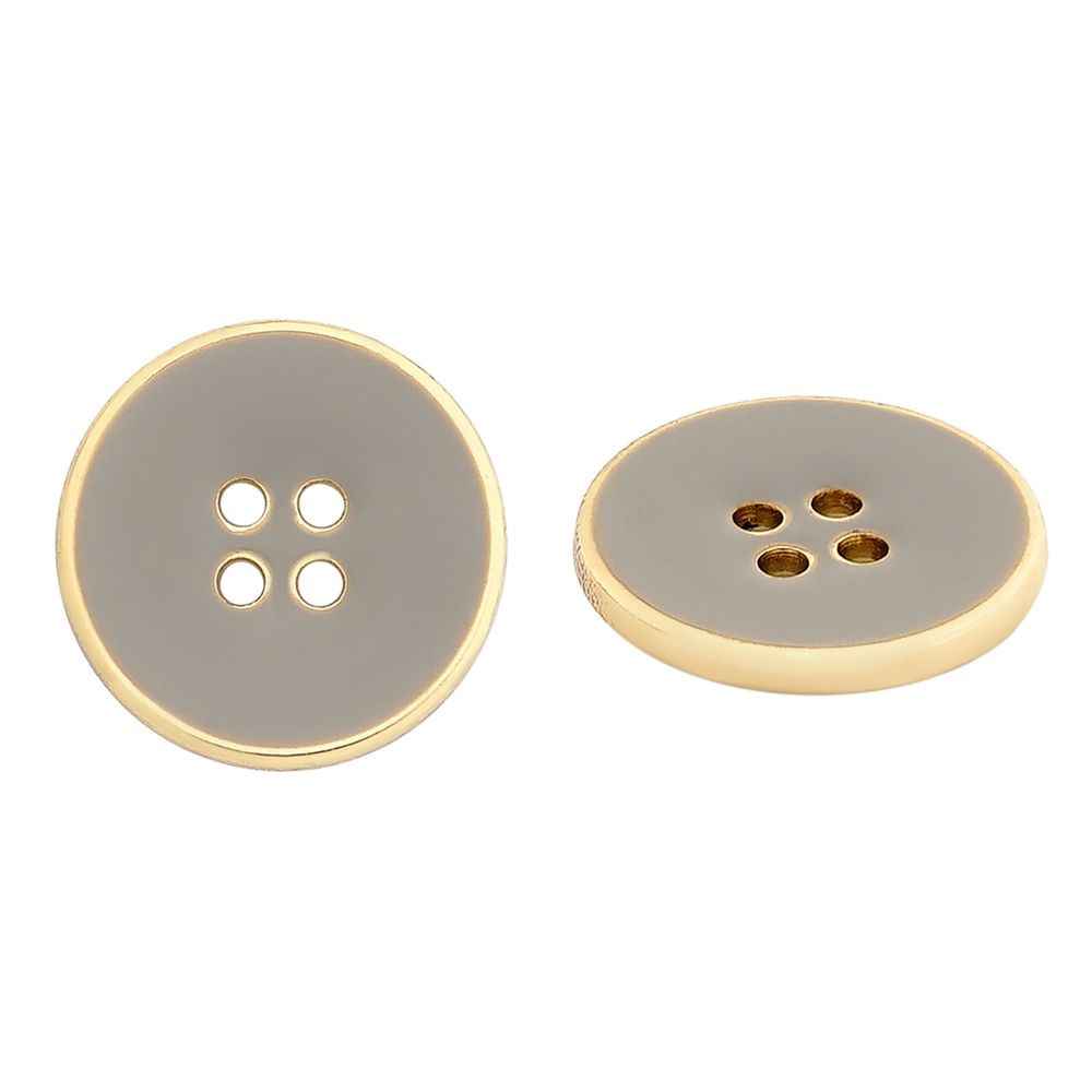 Пуговицы 4 прокола 36L (23мм), пластик (Beige/G бежевый с золотом), RBz-93, 36 шт