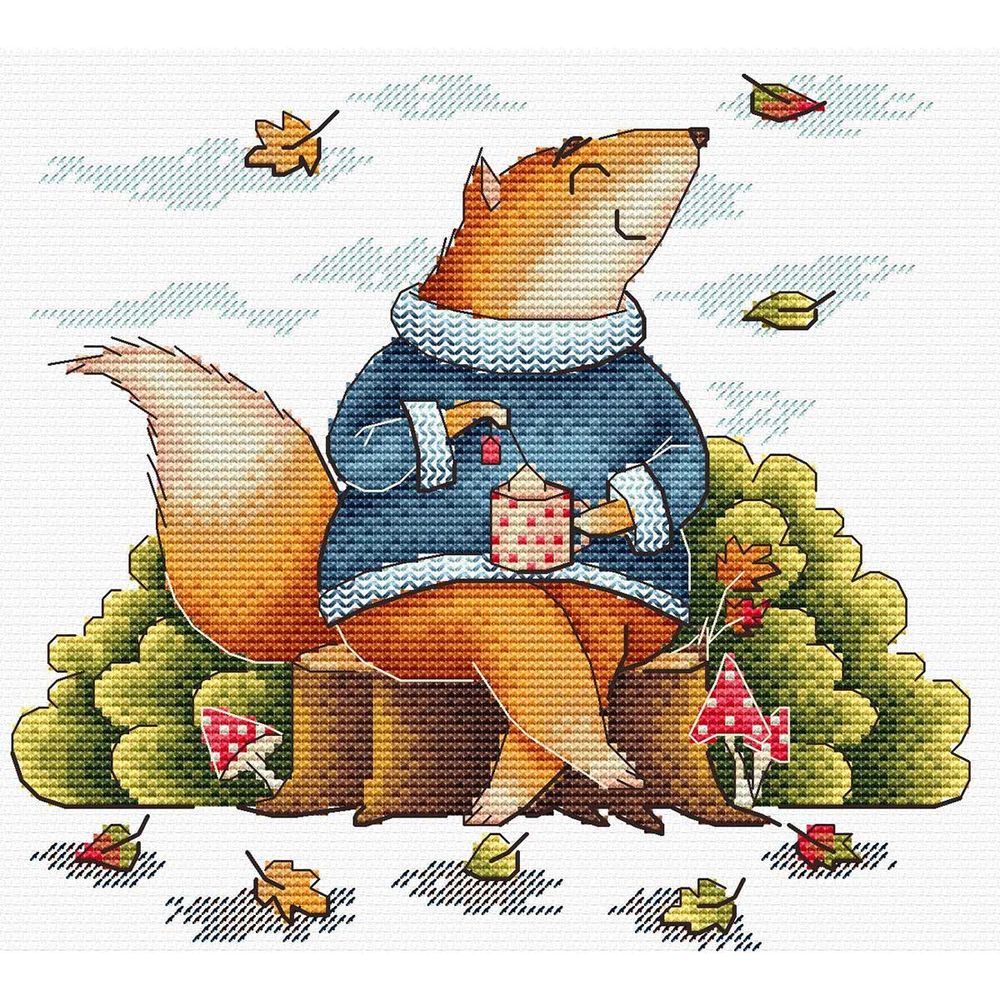 Набор для вышивания нитками МП Студия, Осенний релакс 18х19см