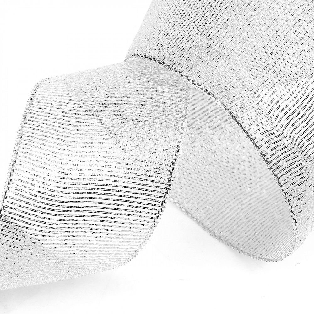 Лента металлизированная 40.0 мм / 22.85±1 метра, цв. серебро, Magic4Hobby, упак. 2 шт