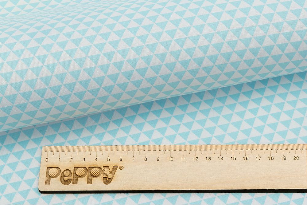 Ткань для пэчворка Peppy Бабушкин сундучок, рулон 112 см / 5 метров, БС-44 треугольники голубой, Peppy