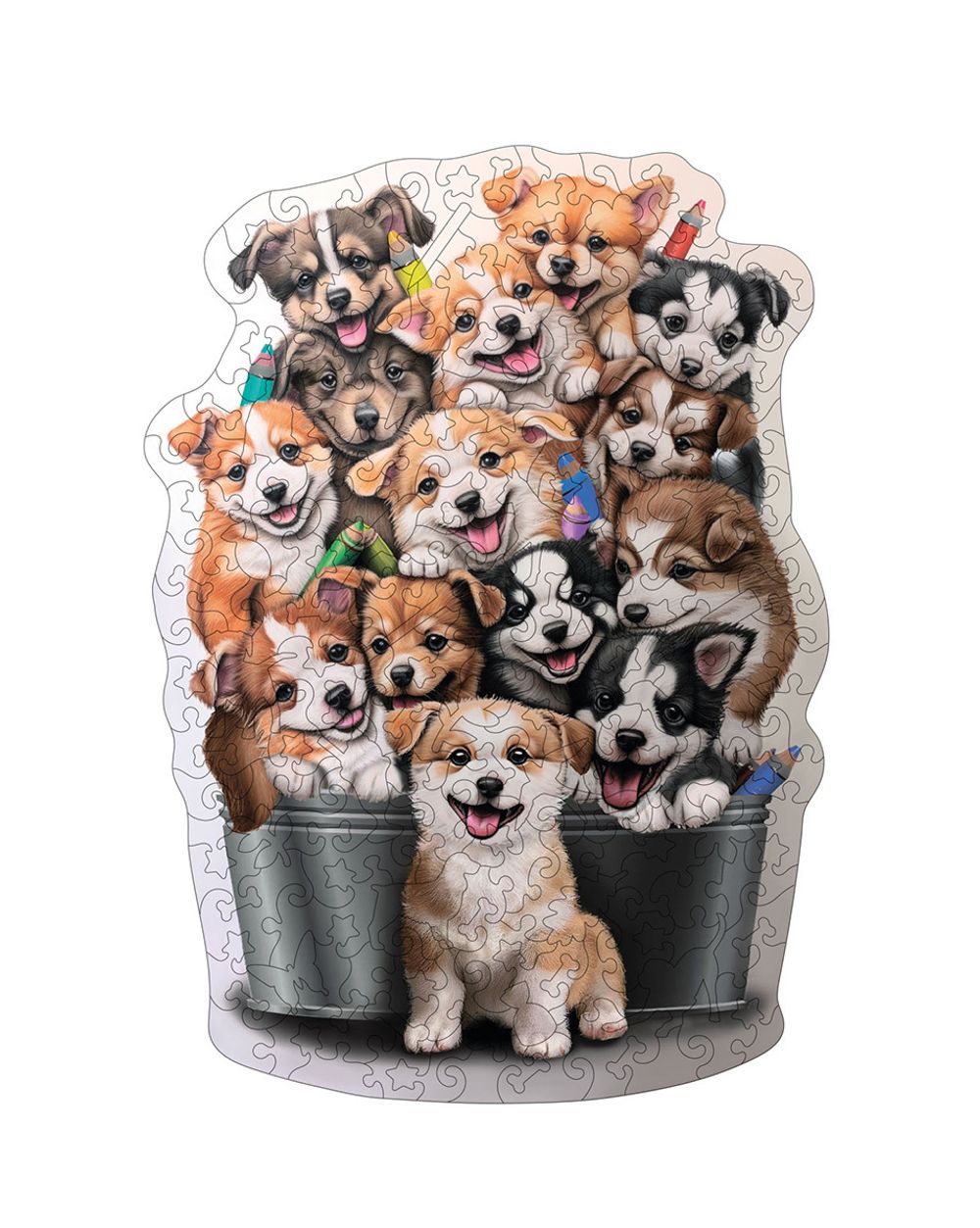 Пазл фигурный деревянный Пирамидка из щенков 161 элементов, Фрея PZLF-006