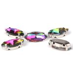 Хрустальные стразы в цапах формы миндаль, радужный 7х15 мм, 5 шт., МЦ003НН715