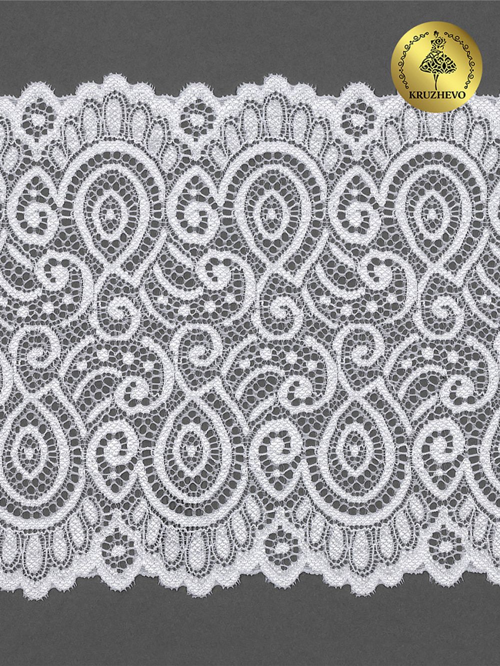 Кружево бельевое эластичное 180 мм / 3 м, L1351, цв.001 белый, Kruzhevo