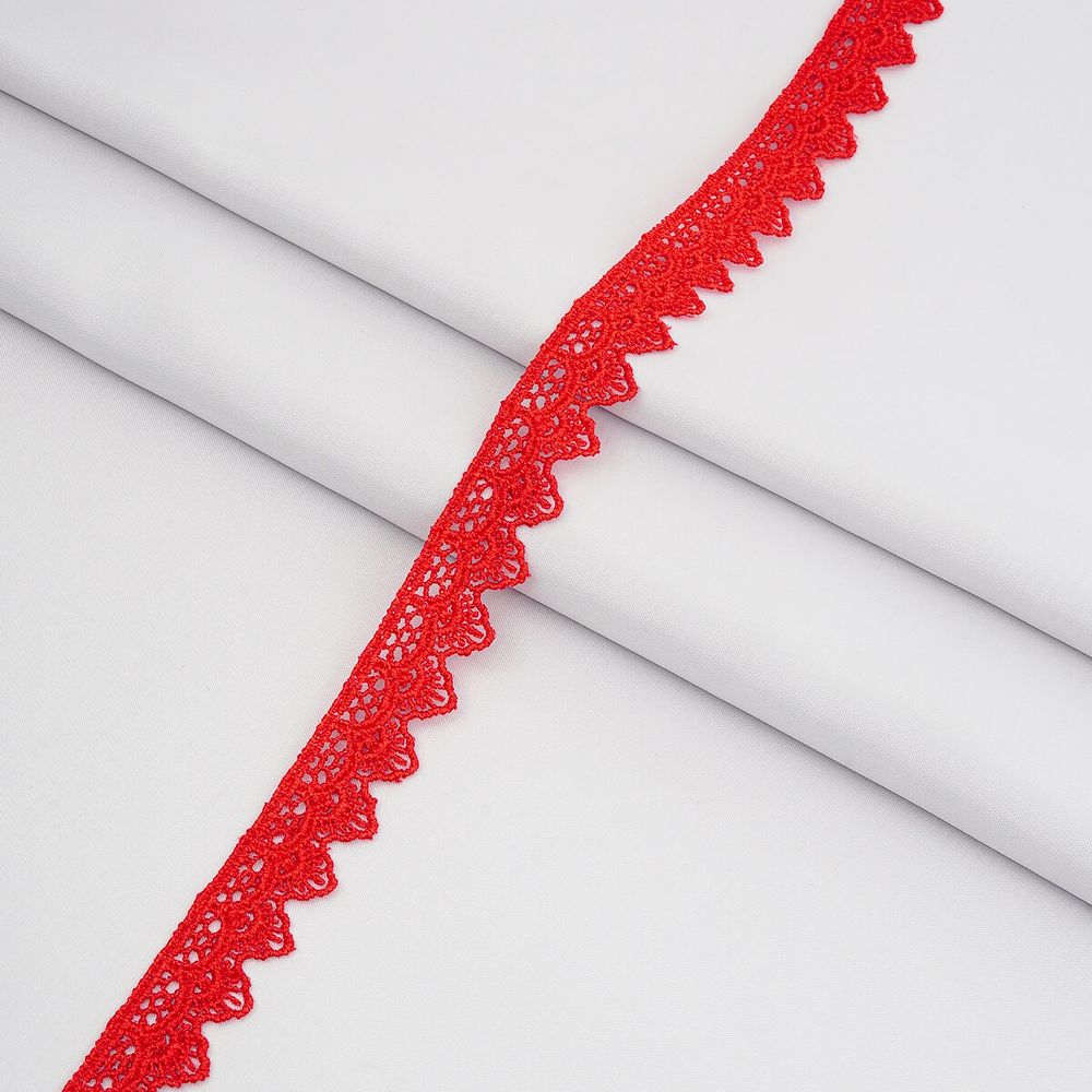 Кружево гипюр (плетёное) 20 мм / 13.7 метров, цв. красный, 21456
