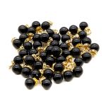 Пуговицы-жемчужины на ножке 13L=8 мм, со стразами, пластик, черный/золото), 50 шт, 3AR094