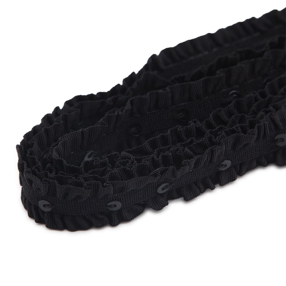 Резинка декоративная с пайетками 13.0 мм / 1 метр, черный, W-035
