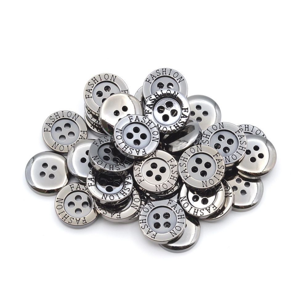 Пуговицы 4 прокола 24L (15мм), (Nickel (никель)), 36 шт