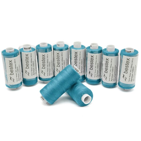 Нитки швейные бытовые Bestex 40/2, 365 м (400 ярд) / 10 кат., 110 прозрачная волна