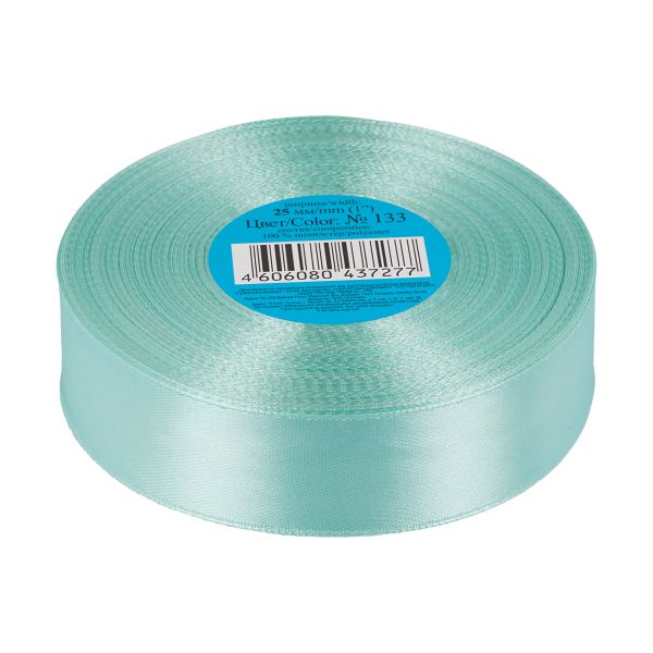 Лента атласная 1-сторонняя 25.0 мм / 33±2 метра, №133 голубой, в термоплёнке, Gamma