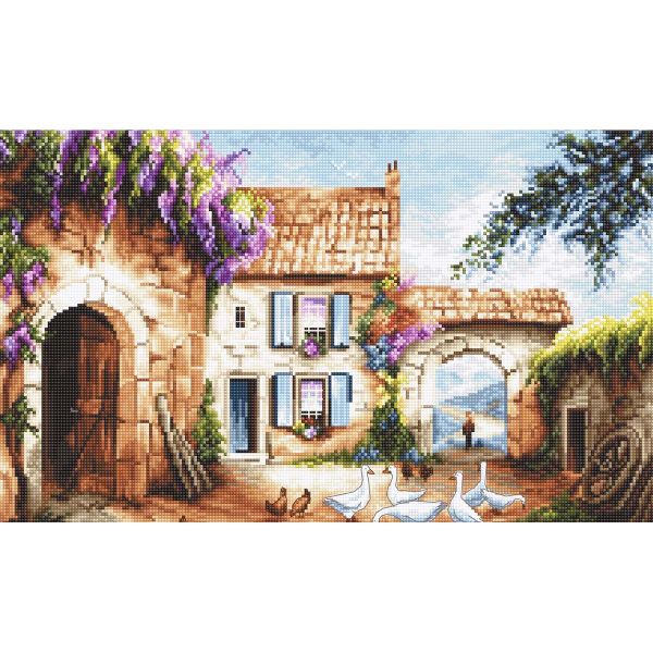 Набор для вышивания нитками LetiStitch, Деревня 35х26см