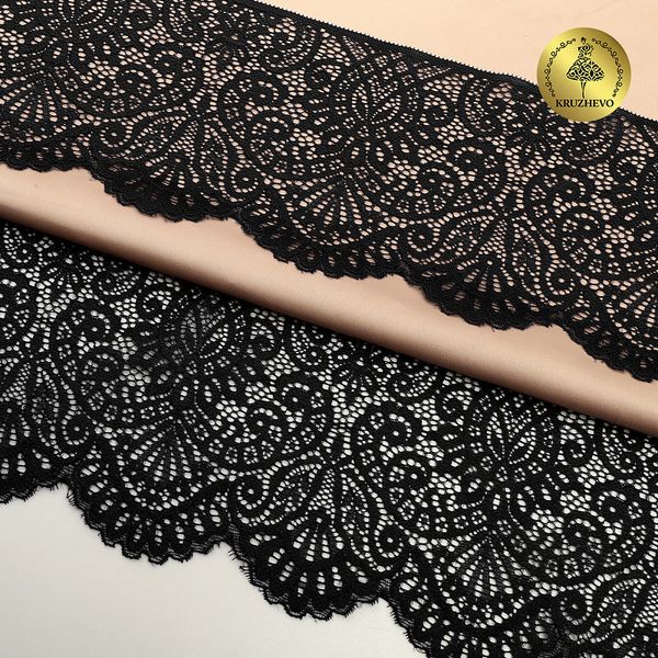 Кружево эластичное (стрейч) 110 мм, 40992PP цв.черный уп.25м, Kruzhevo