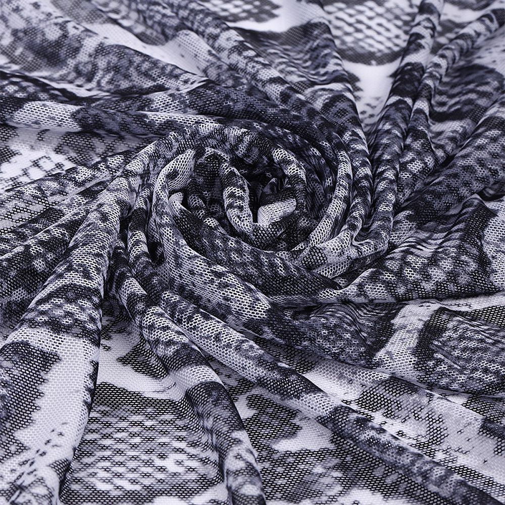 Сетка бельевая эластичная 100 г/м², шир.160 см / 3 метра.SZ025816, принт питон, цв.белый+черный /SZ025816.19/3/