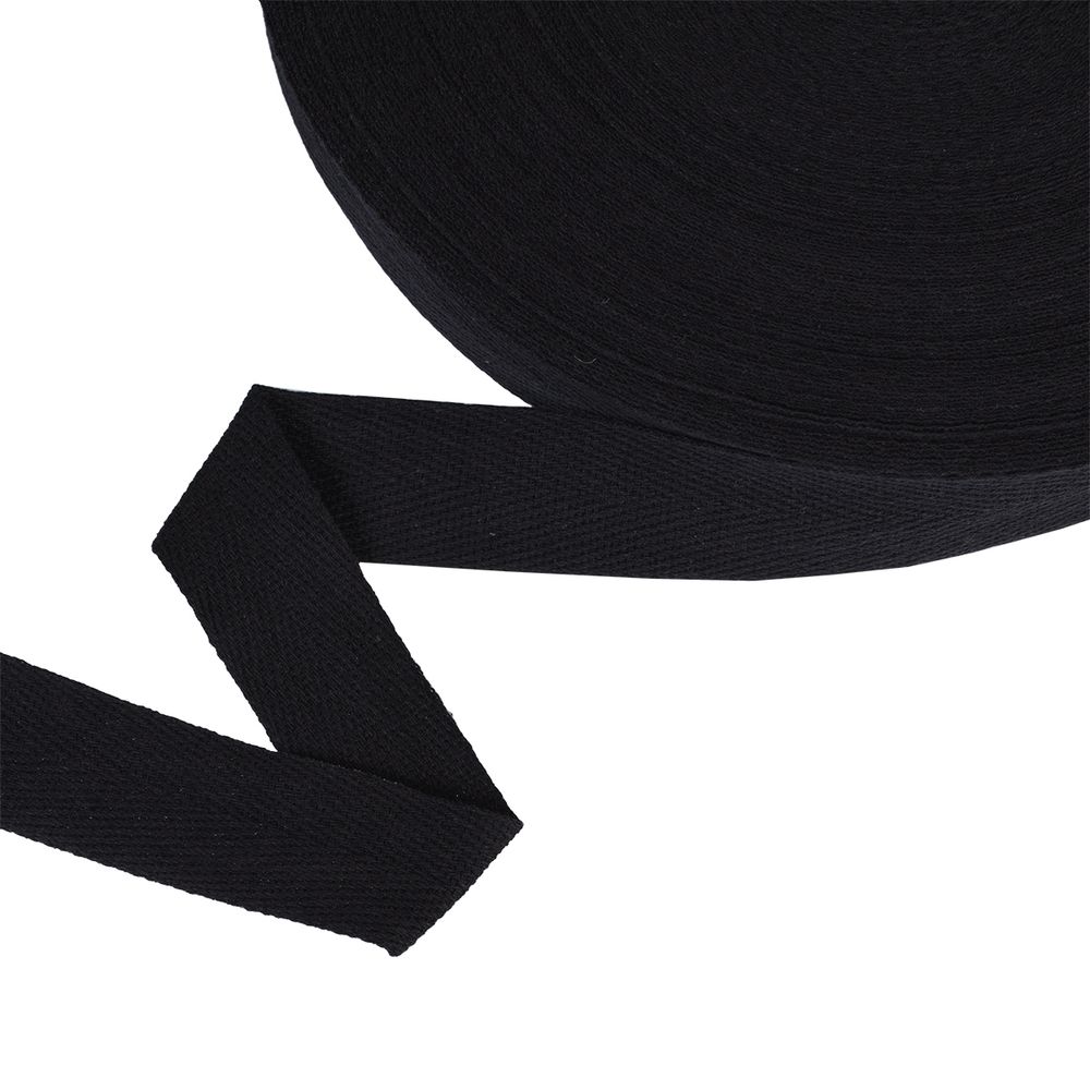 Тесьма (лента) киперная (100% х/б) 25 мм / 50 метров, черный/black, Gamma TCT-25