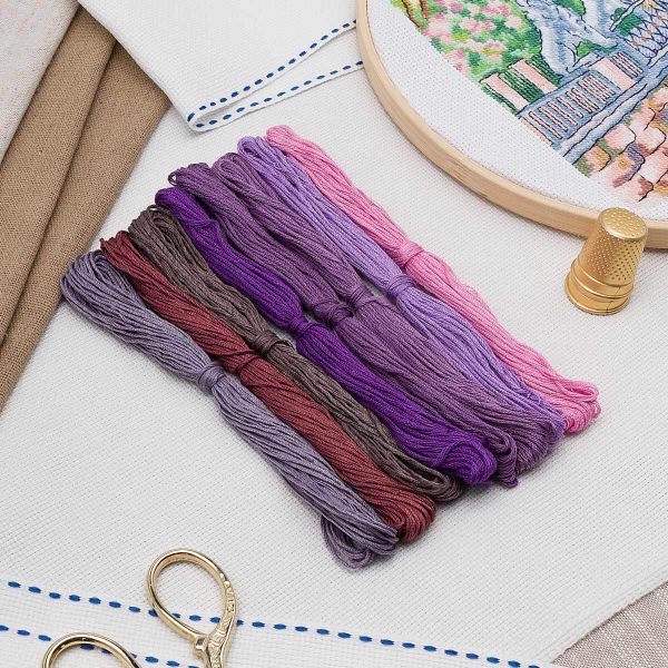 Набор хлопкового мулине Оттенки фиолетового, 8 шт по 8м, Bestex