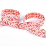 Лента (тесьма) жаккардовая 18.0 мм / 25±1 метров, С3771, Славянский орнамент, рис 9536 красный, С3771