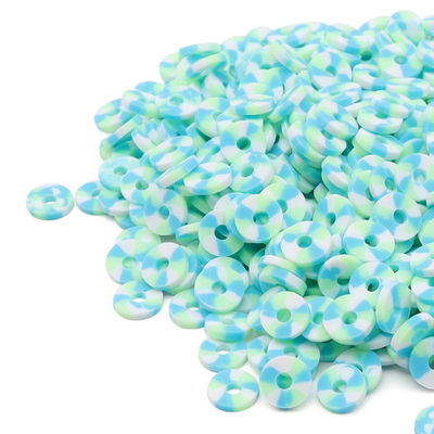 Бусины полимерная глина ⌀6 мм, плоские, 20г, Astra&Craft (B20 бирюзовый пестрый микс)