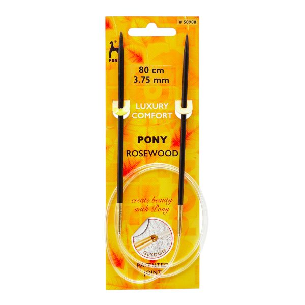 Спицы круговые Pony Rosewood ⌀3.75 мм, 80 см, розовое дерево, 50908