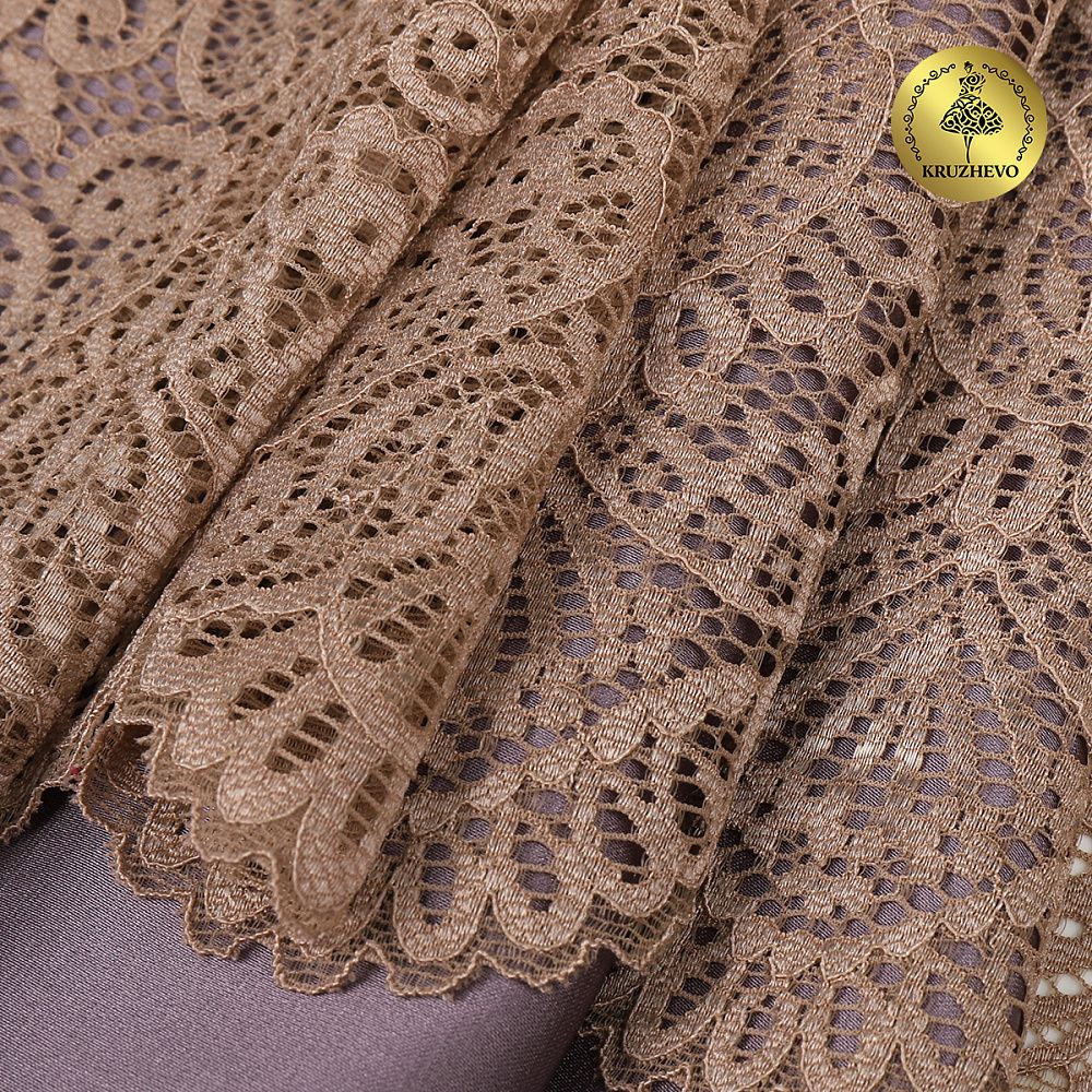 Кружево эластичное (стрейч) 110 мм / 25 метра, TBY.40992PP, цв.L30 кофе с молоком, Kruzhevo