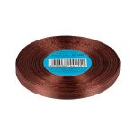 Лента атласная 1-сторонняя 6.0 мм / 33±2 метра, №100 т.коричневый, в термоплёнке, Gamma