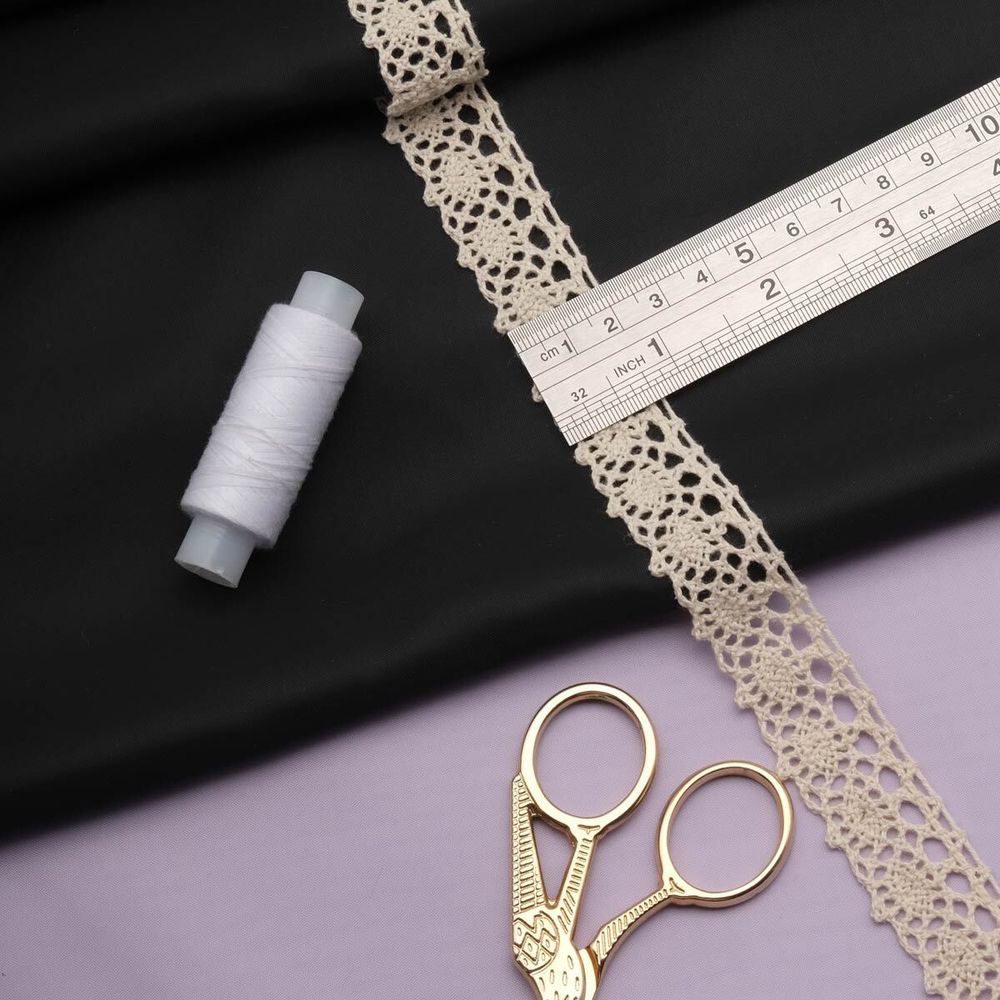 Кружево вязаное (тесьма) хлопковое 22 мм / 25 метров, одностор. (02 бежевый)