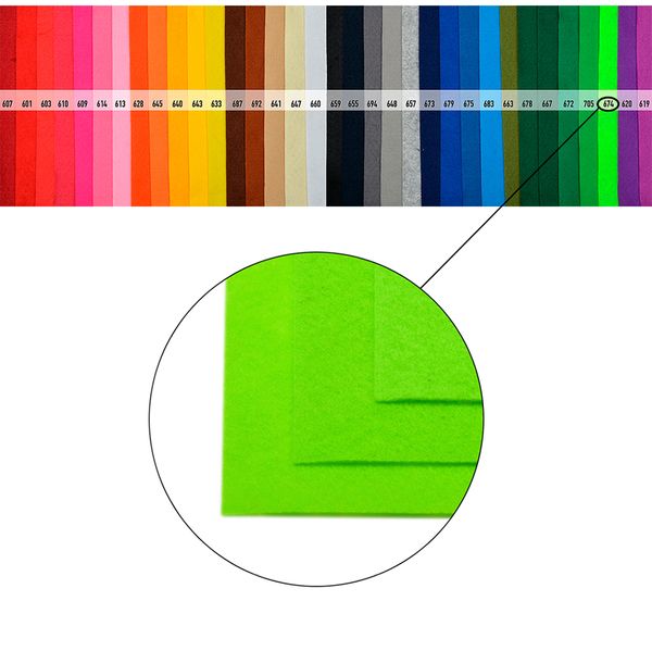 Фетр листовой мягкий 1.0 мм, 20х30 см, 10 шт, цв. 674 салатовый